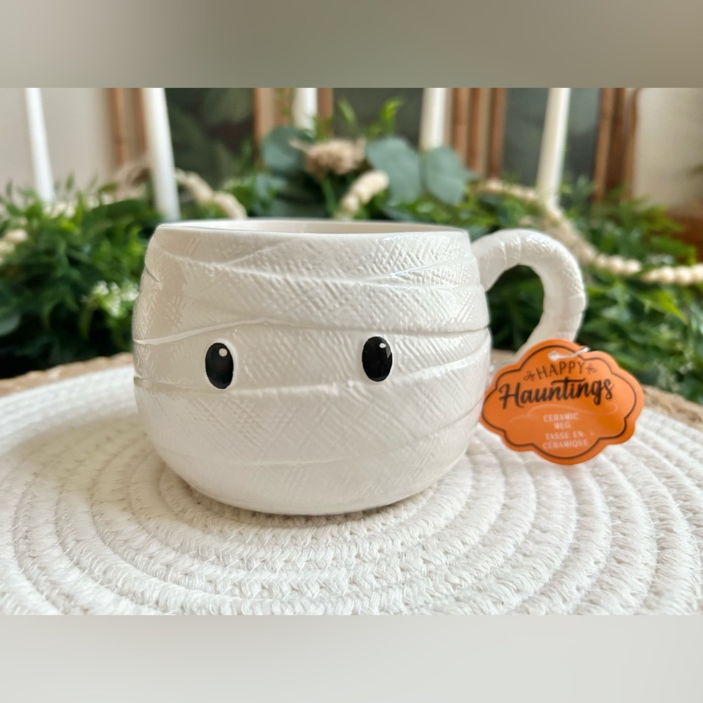 Mummy Wrapped Textured Ceramic Halloween Mug Strawberry Street